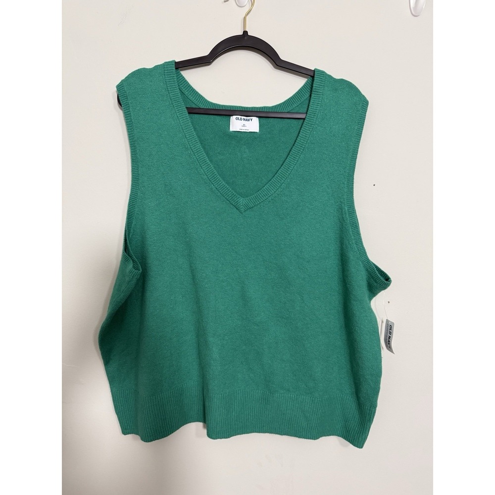 Old Navy Women's Plus Sleeveless Sweater Vest So Soft Green Sz 3X NEW Academic